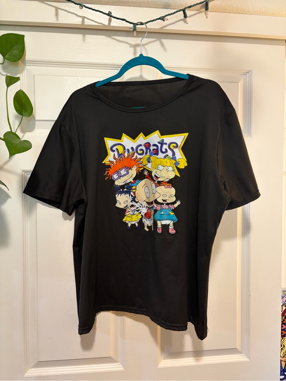 Source Unknown Black Rugrats Graphic Tee with Colorful Character Print